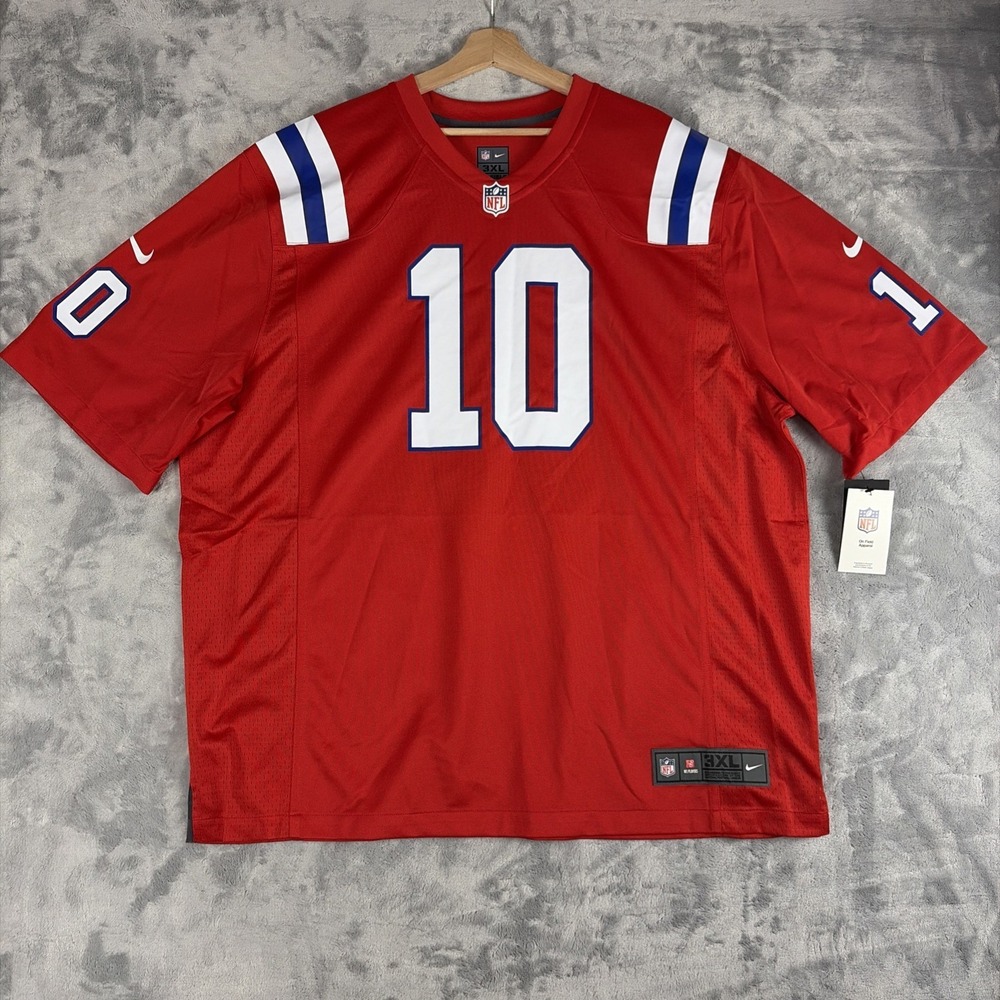 Mac Jones New England Patriots Nike Alternate Game Jersey Throwback Red 3XL NEW!